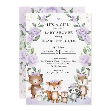 Lilac Woodland Animals Floral Wreath