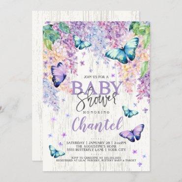 Lilacs and Butterfly | Baby Shower Invitation