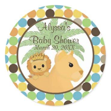 LION Baby Shower Invitation King of the Jungle Classic Round Sticker