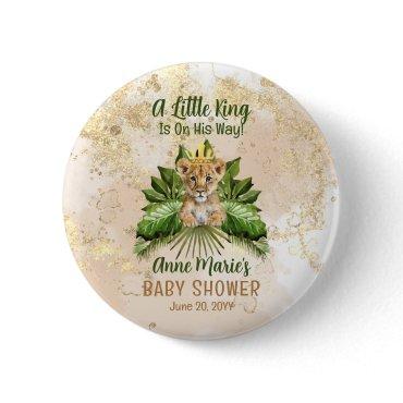 Lion Cub A Little King Is On His Way Baby Shower Button