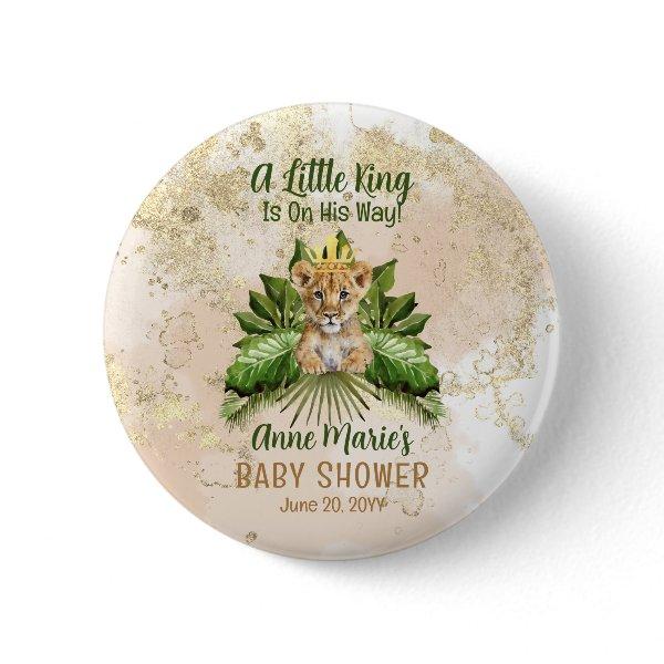 Lion Cub A Little King Is On His Way Baby Shower Button