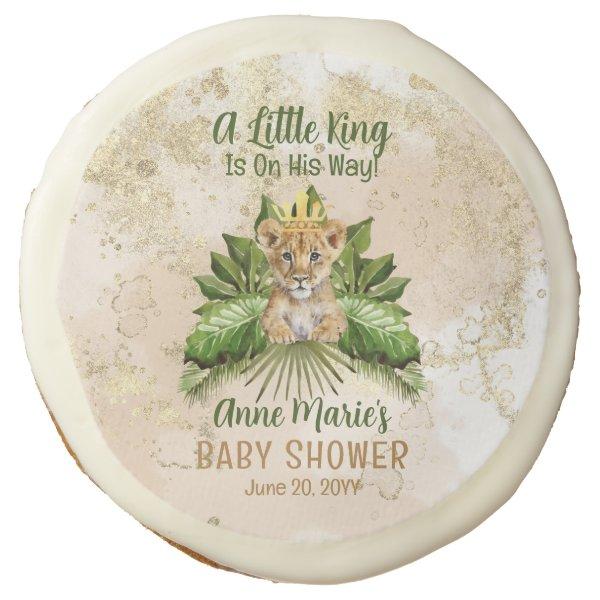 Lion Cub A Little King Is On His Way Baby Shower Sugar Cookie