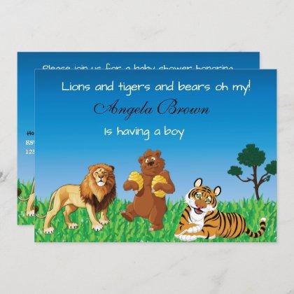 Lions, Tigers, Bears Oh My - Unisex Baby Shower Invitation