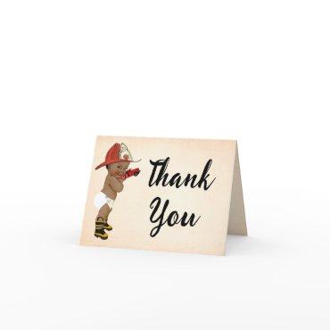 Little AA Firefighter Baby Shower Thank You Card