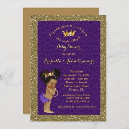 Little Afro Princess Baby Shower Invitation,purple Invitation