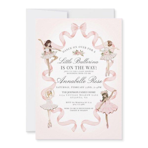Little Ballerina Pink Ballet Girl Baby Shower Invi