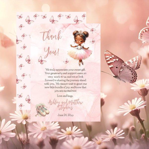 Little Ballerina Pink Girl Baby Shower Thank You Card
