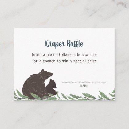 Little Bear Rustic Baby Shower Diaper Raffle Card
