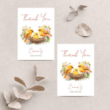 Little birdie hatching soon spring baby shower  thank you card