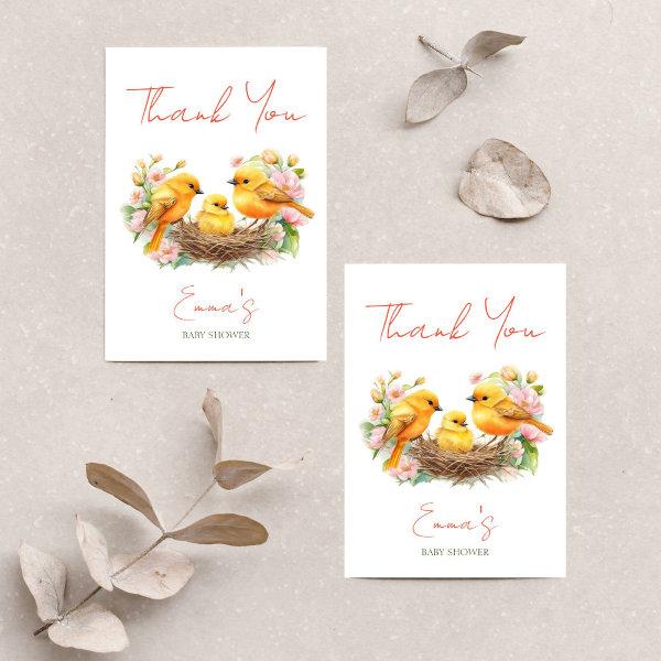 Little birdie hatching soon spring baby shower  thank you card