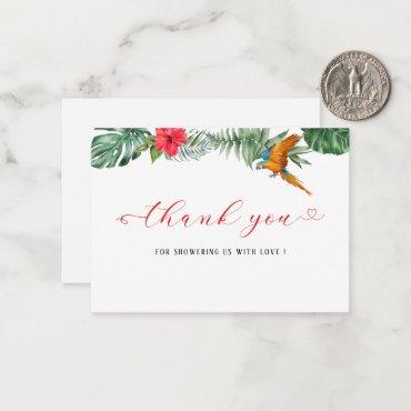 Little birdie watercolor baby  shower thank you note card