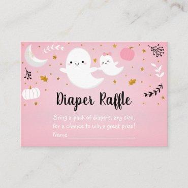 Little Boo Pink Ghost Baby Shower Diaper Raffle Enclosure Card