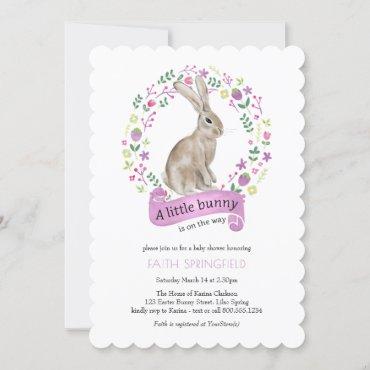 Little Bunny Lilac Girl Baby Shower Invitation