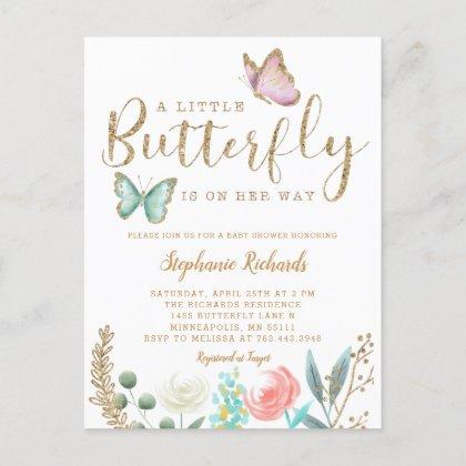 Little Butterfly Is On Her Way Gold  Postcard