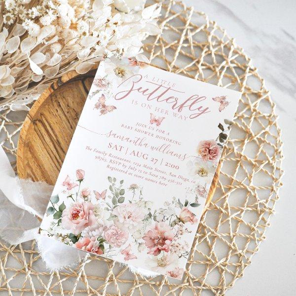 Little Butterfly Pink Floral Baby Girl Shower