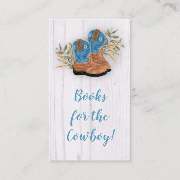 Little Cowboy Bootie Baby Shower Book Request Encl Enclosure Card