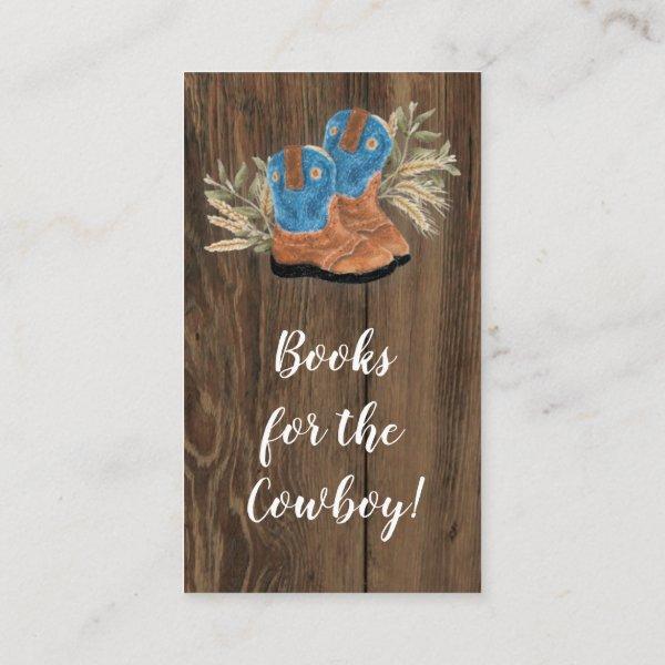 Little Cowboy Bootie Baby Shower Book Request Enclosure Card
