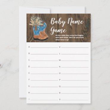Little Cowboy Bootie Baby Shower Name Game