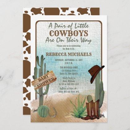 \Little Cowboys Western Boy Twins Baby Shower Invitation