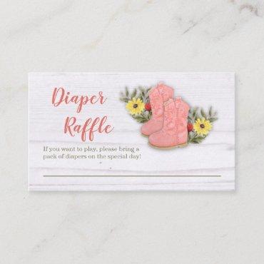 Little Cowgirl Bootie Baby Shower Diaper Raffle Enclosure Card