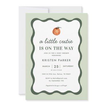 Little Cutie Squiggle Tangerine Baby Shower Invita