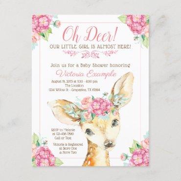 Little Deer Baby Girl Shower Invitations