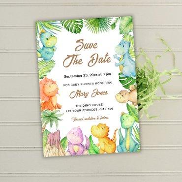 Little Dinosaur Baby Shower Save The Date