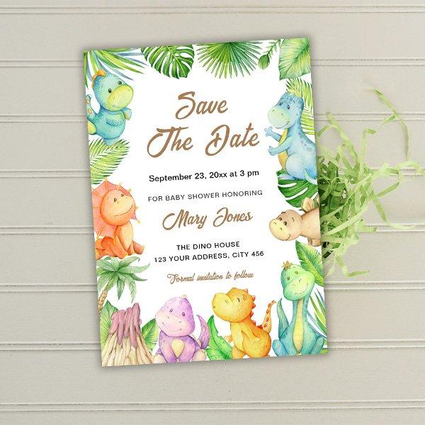 Little Dinosaur Baby Shower Save The Date