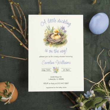 Little Duckling Is On The Way Baby Boy Shower Blue