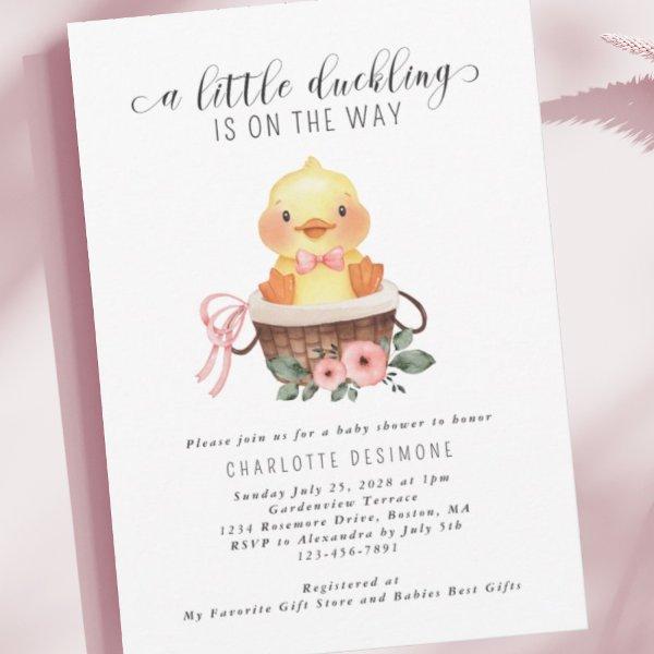 Little Duckling Is On The Way Baby Girl Shower