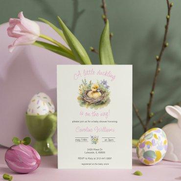 Little Duckling On The Way Baby Girl Shower Pink