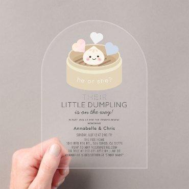 Little Dumpling Chinese Steamer Gender Reveal Acrylic