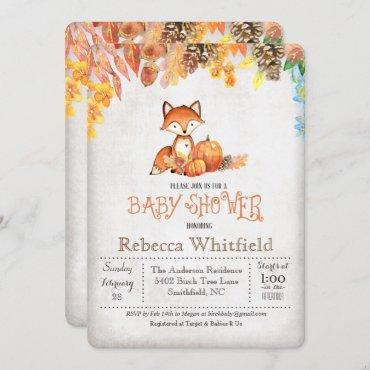 Little Fox Pumpkin Baby Shower Invitation