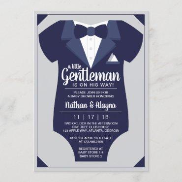 Little Gentleman Baby Shower Invitation, Tuxedo Invitation