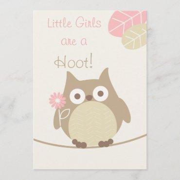 Little Girls Are a Hoot Owl Baby Shower Invitation