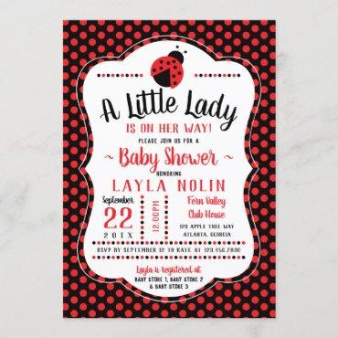 Little Lady Baby Shower Invitation, Ladybug Invitation