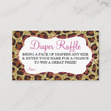 Little Lady Diaper Raffle Ticket, Cheetah, Pink Enclosure Card