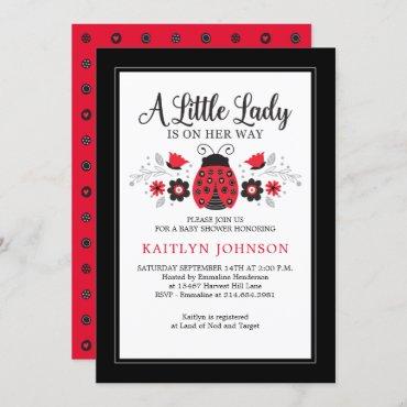 Little Lady Ladybug Girl Baby Shower Invitation