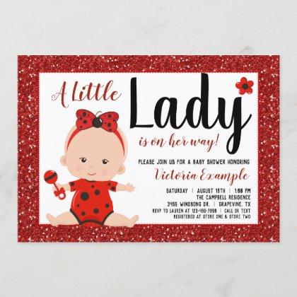 Little Ladybug Baby Girl Baby Shower Invitation