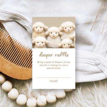 Little Lamb Baby Shower Diaper Raffle Enclosure Card
