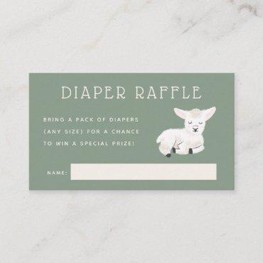 Little Lamb Baby Shower Diaper Raffle Ticket Enclosure Card