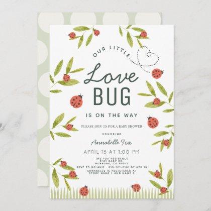 Little Love Bug Ladybug Baby Shower Invitation
