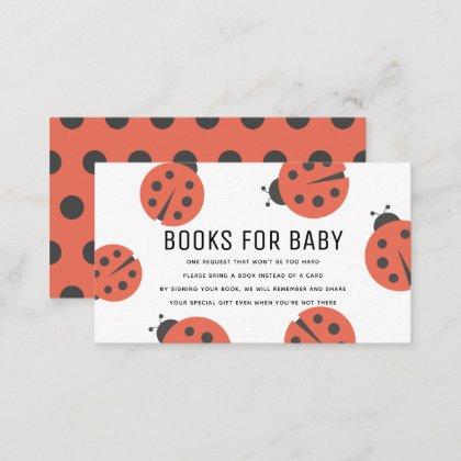 Little Love Bug Ladybug Books for Baby Shower Encl Enclosure Card