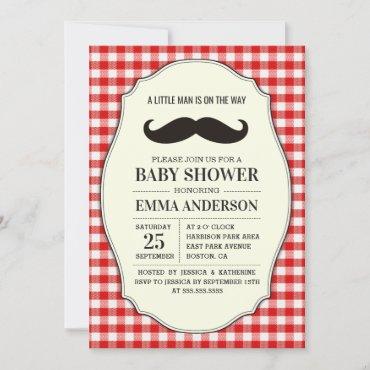 Little Man Baby Shower Invitation Boy - Mustache