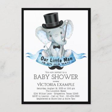 Little Man Baby Shower Invitation Dapper Elephant