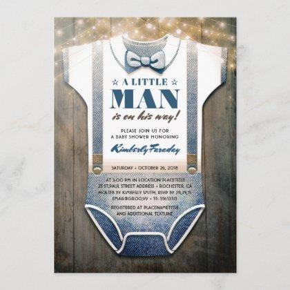 Little Man Baby Shower Invitation | Rustic Country