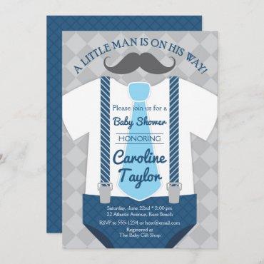 Little Man Baby Shower Outfit Invitation