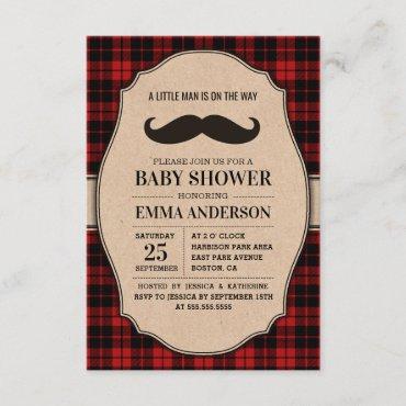 Little Man Boy Baby Shower Invitation - Mustache