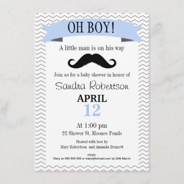 Little Man Mustache Baby Shower Invitation