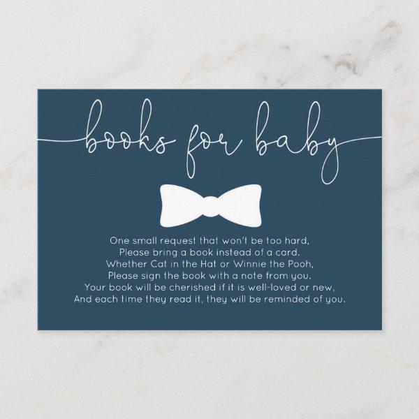 Little man navy boy baby shower books for baby enclosure card